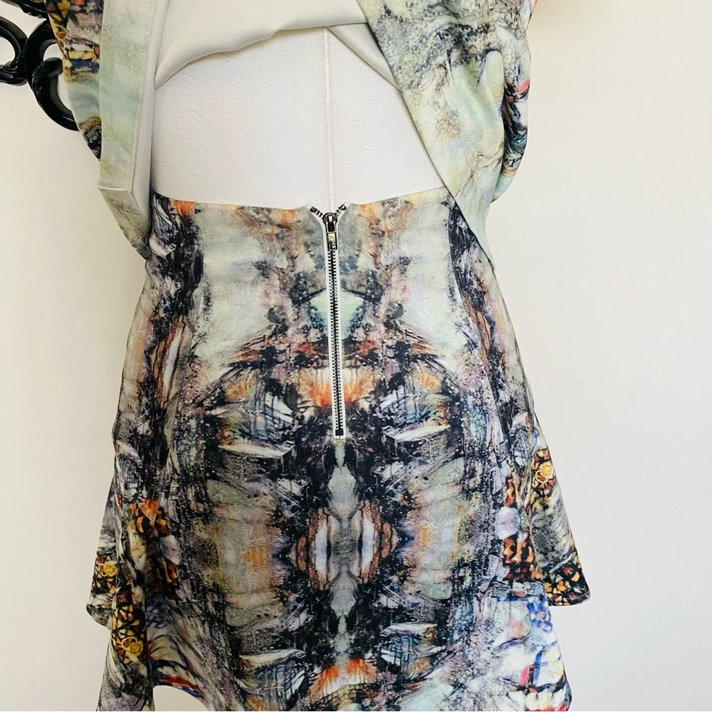 Funktional Artsy Print Matching Short Sleeve Shirt and High Waist Skirt Set